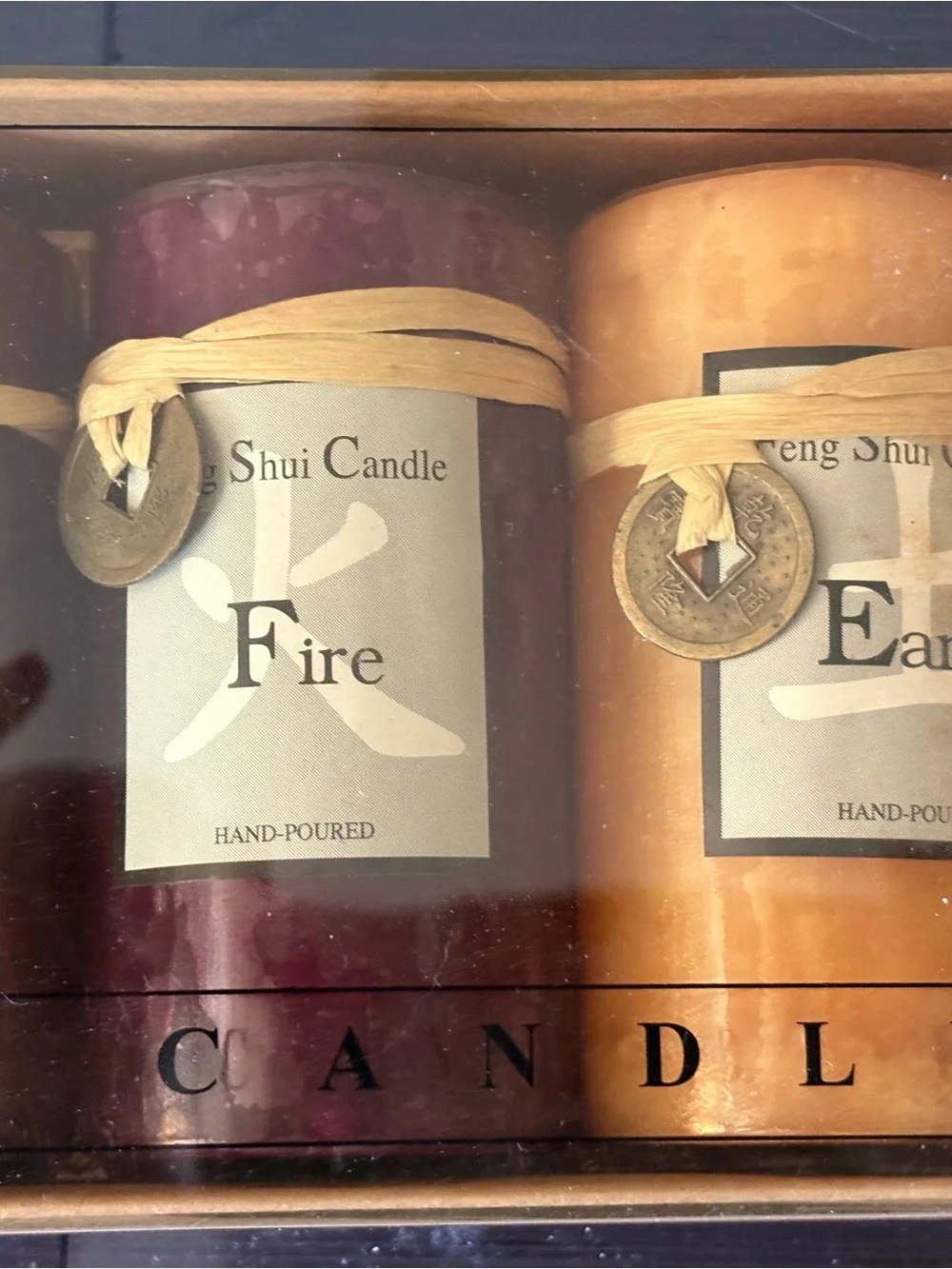 Feng Shui Candle Set - Water & Fire (Red/Burgundy & Brown/Gold)